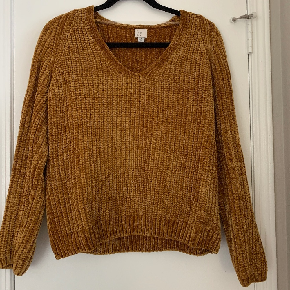 V-neck Chenille Sweater